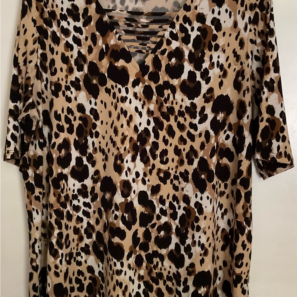 Cato Leopard Print V-Neck Blouse